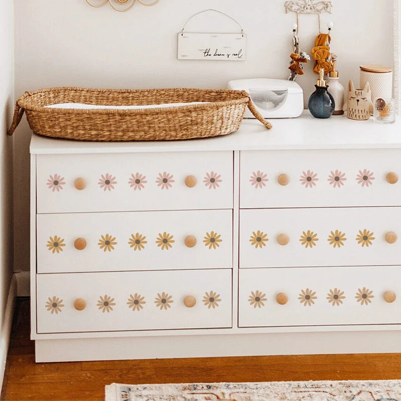 Close-up view of Waffle Daisy Flowers Wall Decal | Home Decor by HomeDecorDecals.
