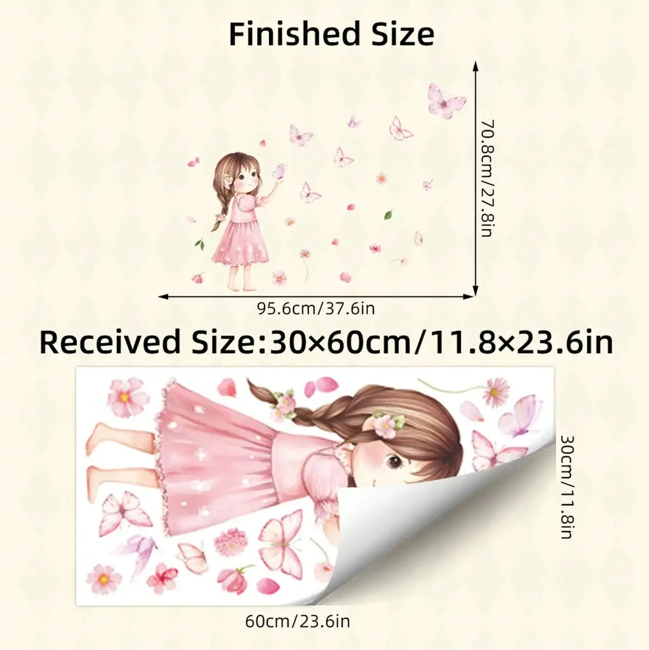 1pcs Charming Cartoon Little Girl With Butterfly Wall Decals Removable Self-Adhesive Kids Room Decor For Girls Bedroom-HomeDecorDecals_com