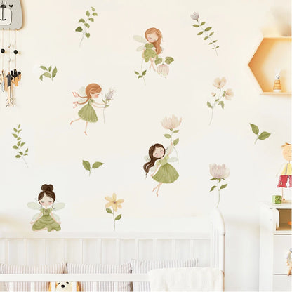 Cartoon Cute Fairy Mushroom House Plant Wall Sticker Flower Elves Wall Decals for Kids Room Baby Girl Nursery Room Bedroom Decor-HomeDecorDecals_com