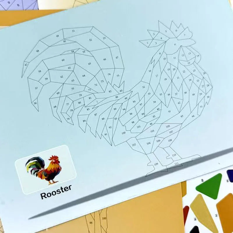 6 Theme DIY Creative 3D Puzzle Art Set Puzzle Digital Sticker Puzzle Animal Cognitive Training Enlightenment Toy Stickers-HomeDecorDecals_com