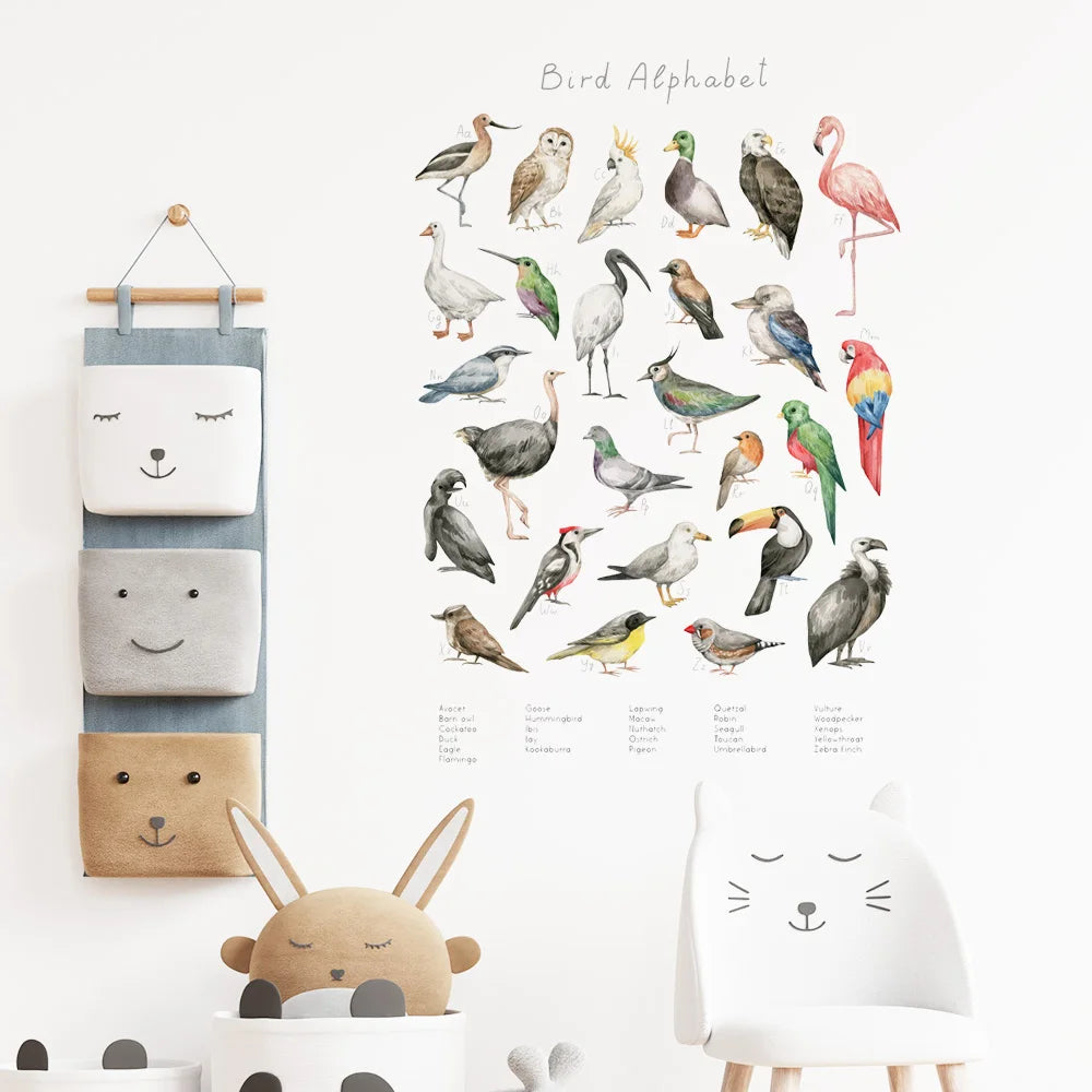 Hand-painted style Birds Wall Stickers Parrot Decal for Kids Nursery Bedroom Living Room Decor Art Removable Murals Wall Posters-HomeDecorDecals_com
