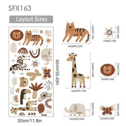 Detailed look at Cartoon Safari Animals Wall Decal | Room Decor by HomeDecorDecals.