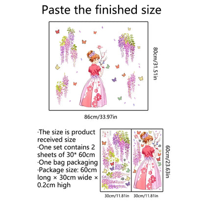 Cute Butterfly girl flower living room decorative stickers Girl Room Children bedroom background wall decorative wall stickers-HomeDecorDecals_com