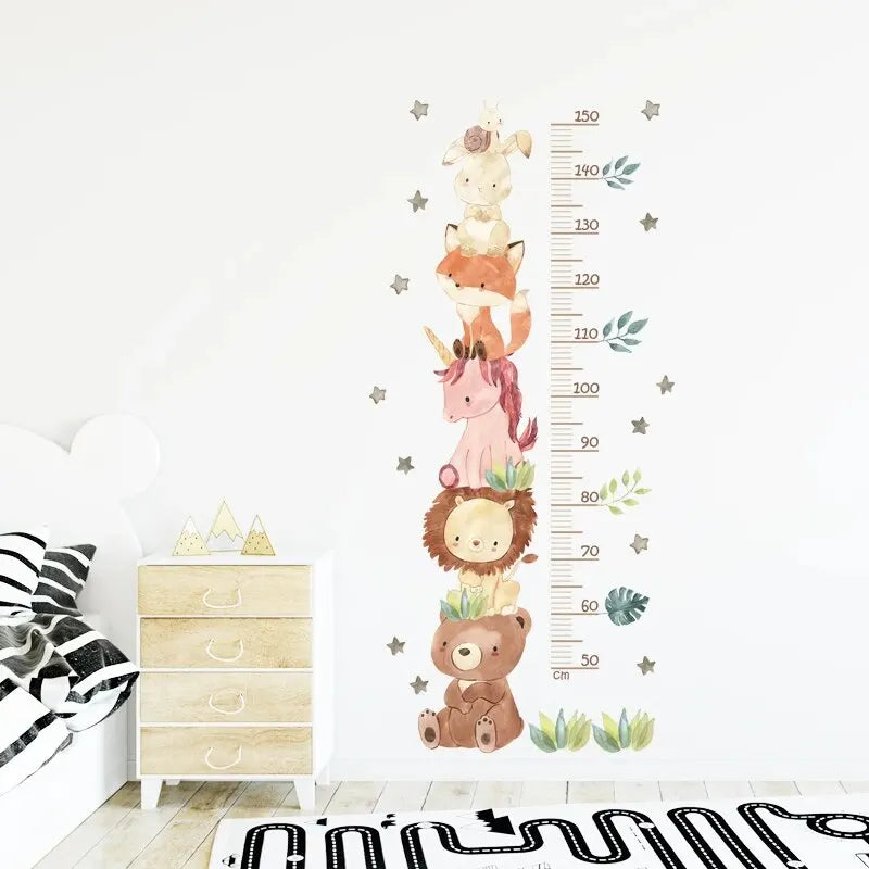 Cute Unicorn Animals Height Measurement Wall Stickers for Kids Room Bedroom Nursery Home Decoration Wall Decals-HomeDecorDecals_com