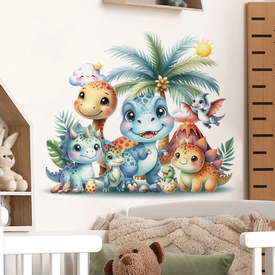 Cartoon Cute Dinosaur Wall Stickers for Children Room Boy Kids Room Living Room Nursery Background Decoration Wall Decals-HomeDecorDecals_com