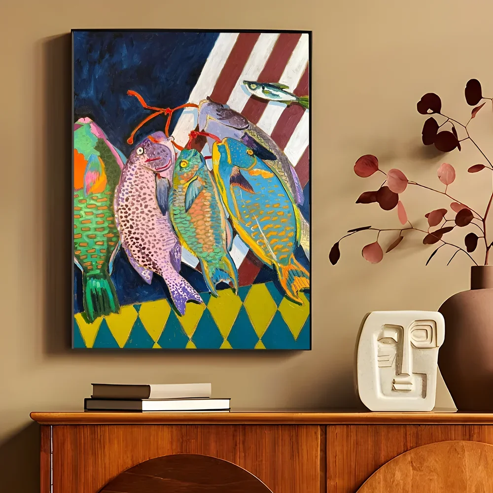 Colorful Sardine Lobster Fish Ocean Animal Self-adhesive Art Poster Retro Kraft Paper Sticker DIY Room Bar Cafe Stickers-HomeDecorDecals_com