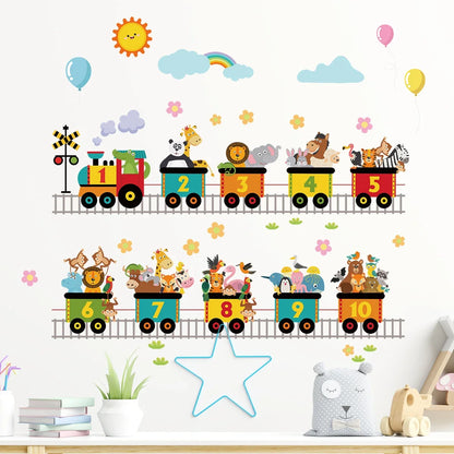 Cartoon Train Animals Wall Sticker Decor-HomeDecorDecals_com