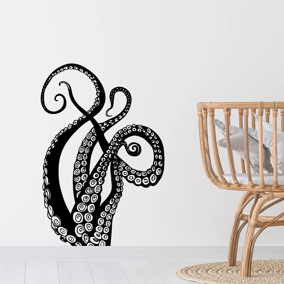Funny Octopus Foot Silhouette Wall Stickers for Home Decor Accessories Living Room Decoration Background Wall Decals Kids Room-HomeDecorDecals_com