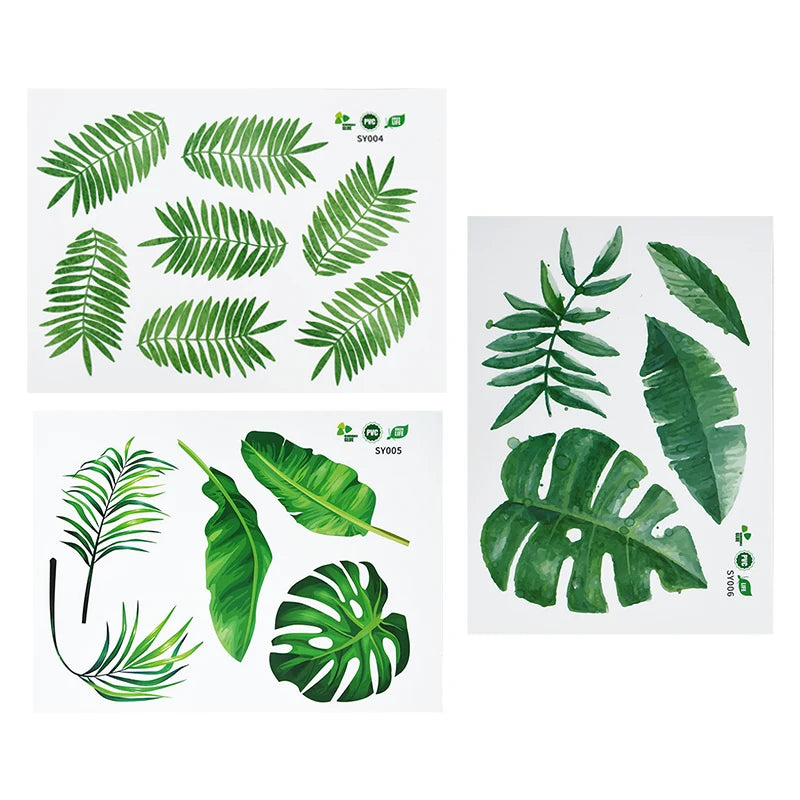 Close-up view of Tropical Leaves and Flowers Wall Decal | Home Decor by HomeDecorDecals.