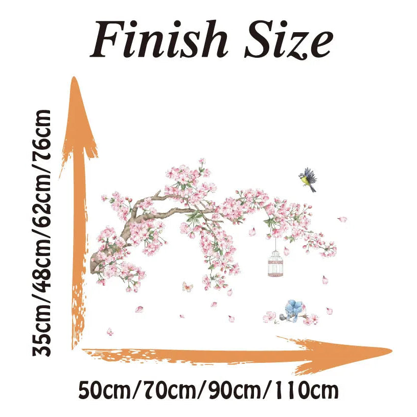 Close-up view of Cherry Blossom Tree Branch Wall Decal | Home Decor by HomeDecorDecals.