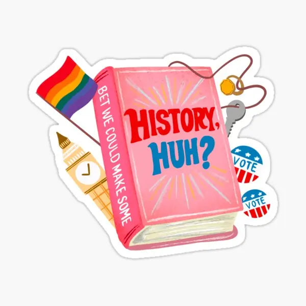 History Huh Red White And Royal Blu 5PCS Stickers for Car Funny Print Luggage Stickers Kid Decor Laptop Cute Bumper-HomeDecorDecals_com
