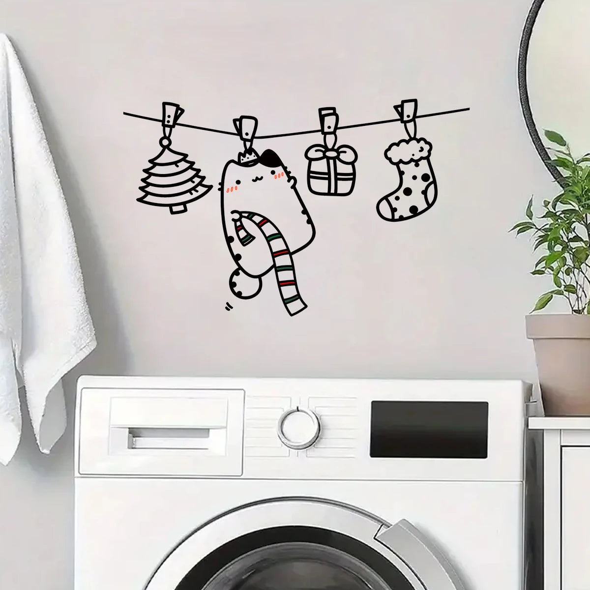 Clothesline with Animal Patterns Wall Decal | Home Decor by HomeDecorDecals.
