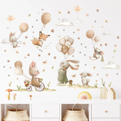 Colourful Cartoon Bunny Wall Sticker-HomeDecorDecals_com