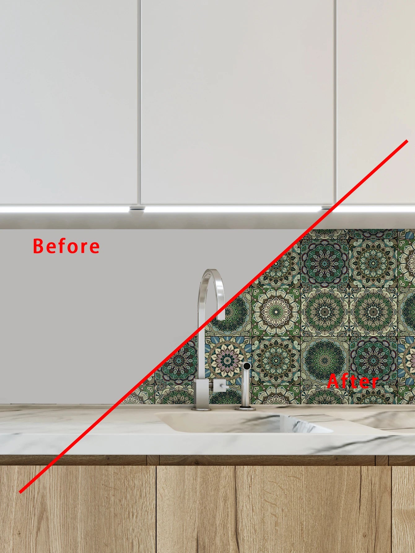 Green Mandala Kitchen Wall Decal | Home Decor design details by HomeDecorDecals.