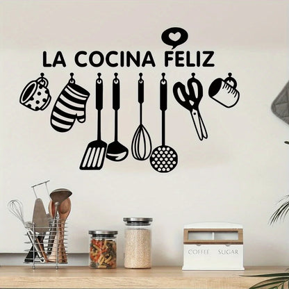 Black Kitchen Utensil Silhouette Wall Decal | Home Decor removable peel and stick wall decal by HomeDecorDecals.