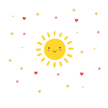 Cartoon Smile Sun Wall Decal | Home Decor decorative wall feature by HomeDecorDecals.