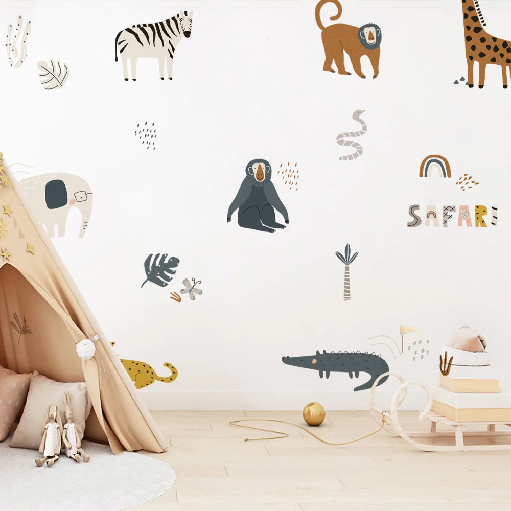 Cartoon Safari Animals Wall Decal | Room Decor design details by HomeDecorDecals.