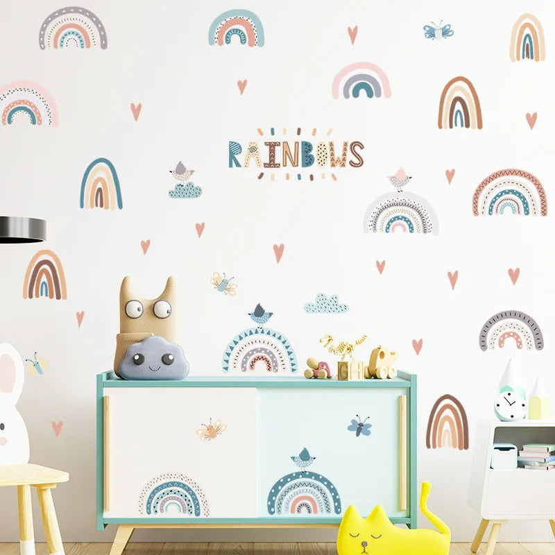1x Cartoon Arch Rainbow DIY Wall Stickers for Baby Room Kids Bedroom Nursery Window Decor Removable PVC Decals Home Pieces Mural-HomeDecorDecals_com