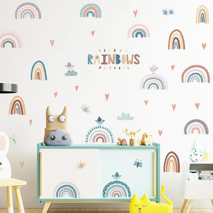 1x Cartoon Arch Rainbow DIY Wall Stickers for Baby Room Kids Bedroom Nursery Window Decor Removable PVC Decals Home Pieces Mural-HomeDecorDecals_com