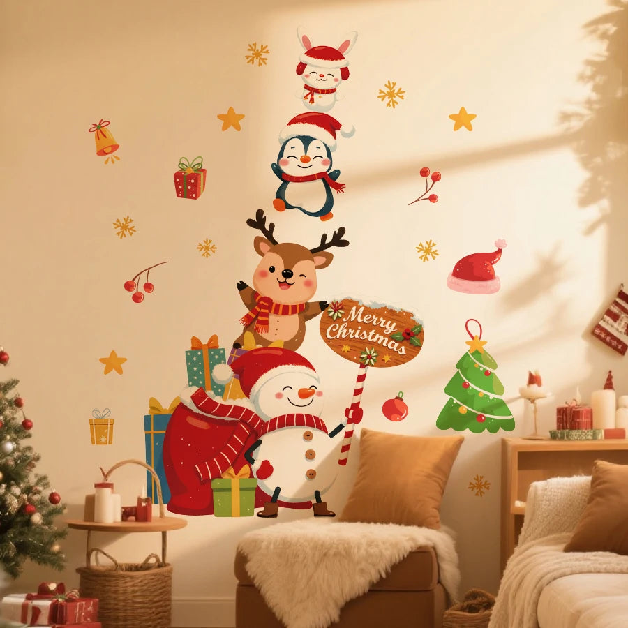 Cartoon Animal Christmas Wall Decal | Home Decor christmas wall decal by HomeDecorDecals.