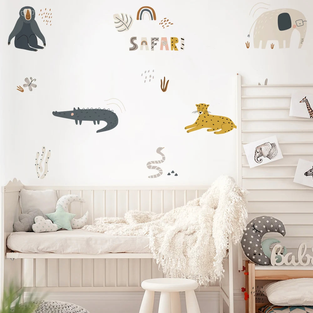 Close-up view of Cartoon Safari Animals Wall Decal | Room Decor by HomeDecorDecals.