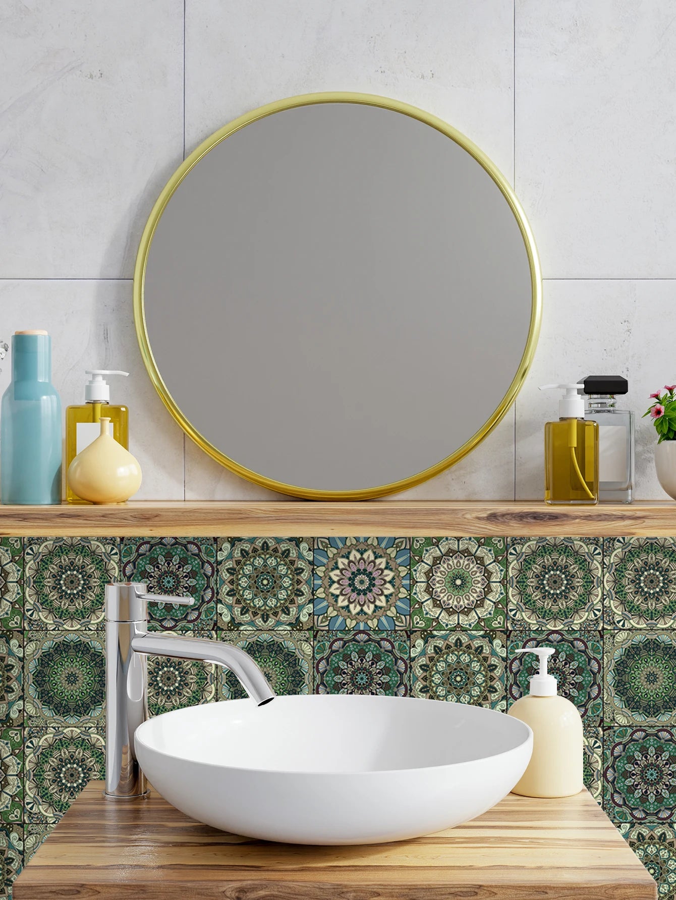 Green Mandala Kitchen Wall Decal | Home Decor displayed in room decor by HomeDecorDecals.