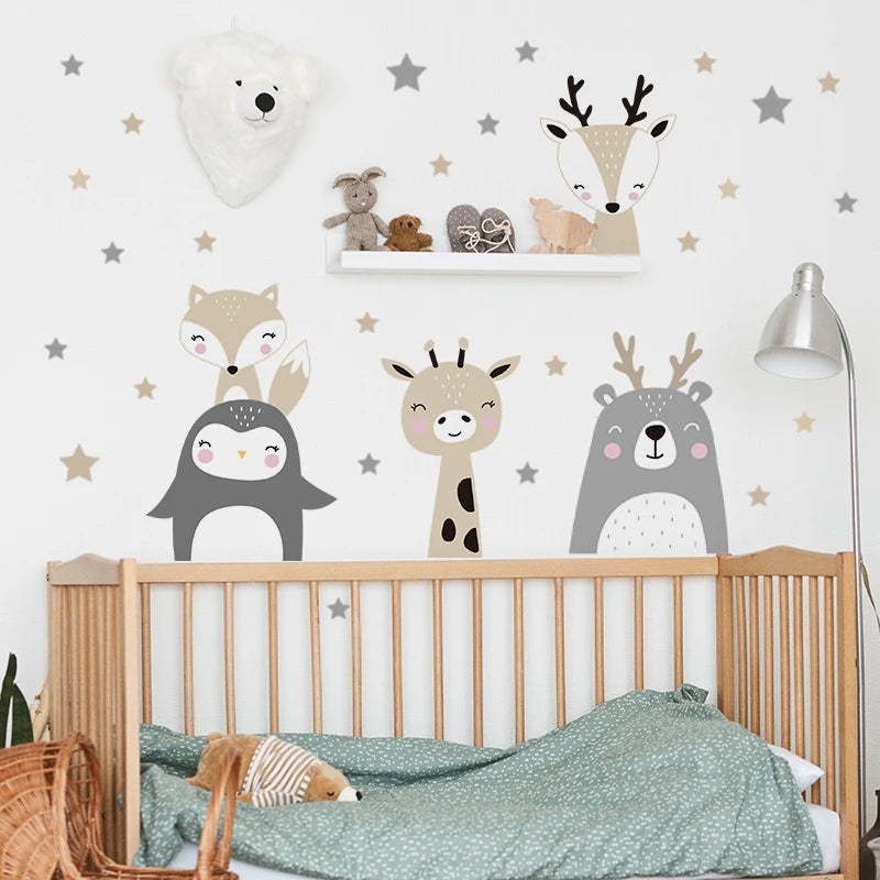Cartoon Lion Bunny Forest Animals Wall Stickers for Children's Room Kids Room Bear Wall Decals for Baby Nursery Room Bedroom-HomeDecorDecals_com