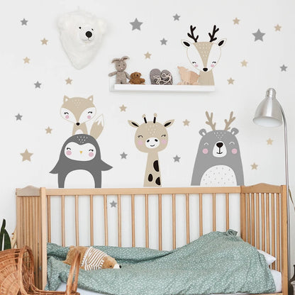 Cartoon Lion Bunny Forest Animals Wall Stickers for Children's Room Kids Room Bear Wall Decals for Baby Nursery Room Bedroom-HomeDecorDecals_com