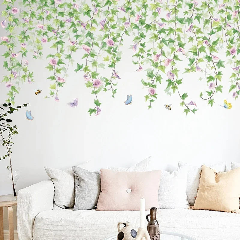 Close-up view of Morning Glory Vine Wall Decal | Home Decor by HomeDecorDecals.