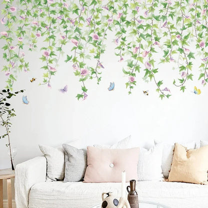 Close-up view of Morning Glory Vine Wall Decal | Home Decor by HomeDecorDecals.