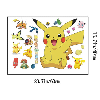 Cartoon Pikachu Wall Stickers For Kid's Rooms Kindergarten Living Room Bedroom DIY Wall Decoration Animated Poster Bedroom Decor-HomeDecorDecals_com