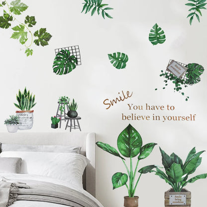 Detailed look at Tropical Leaves and Flowers Wall Decal | Home Decor by HomeDecorDecals.
