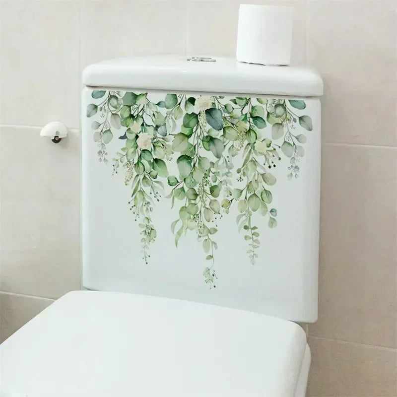 Plant Leaves Wall Sticker Toilet Sticker WC Self Adhesive Mural Beautify Flower Home Decoration Decals Refrigerator sticker-HomeDecorDecals_com