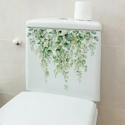 Plant Leaves Wall Sticker Toilet Sticker WC Self Adhesive Mural Beautify Flower Home Decoration Decals Refrigerator sticker-HomeDecorDecals_com