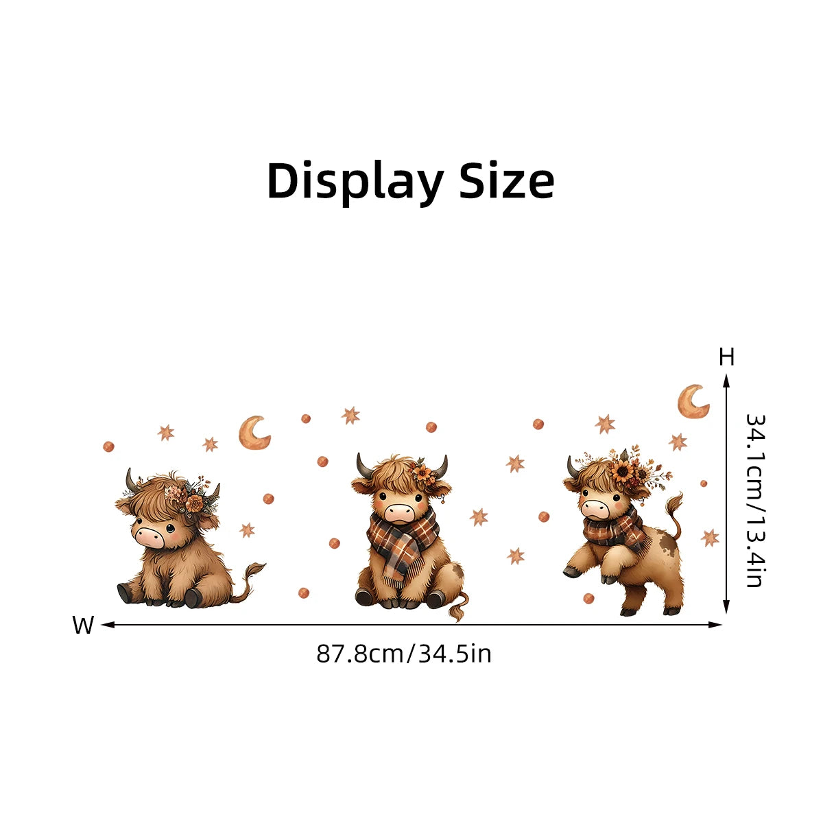 3pcs Set Cartoon Star Animal Cute Cow Pattern Wall Stickers for Kids Room Decoration Nursery Home Decor Children Gift Nursery-HomeDecorDecals_com