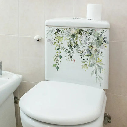Plant Leaves Wall Sticker Toilet Sticker WC Self Adhesive Mural Beautify Flower Home Decoration Decals Refrigerator sticker-HomeDecorDecals_com