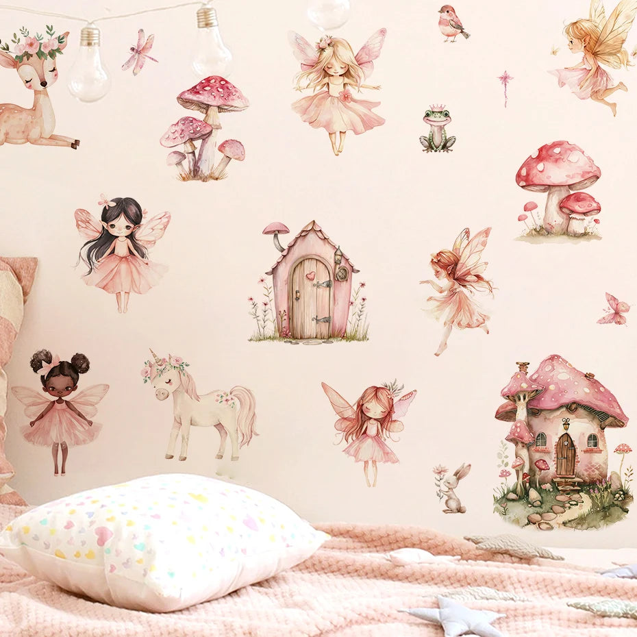 Elf Princess Mushroom House Kids Wall Sticker-HomeDecorDecals_com