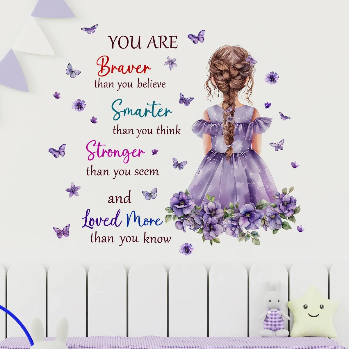 Cartoon Purple Flower Girls Wall Decal-HomeDecorDecals_com