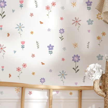 Cartoon Flowers and Leaves Wall Decal | Home Decor by HomeDecorDecals.