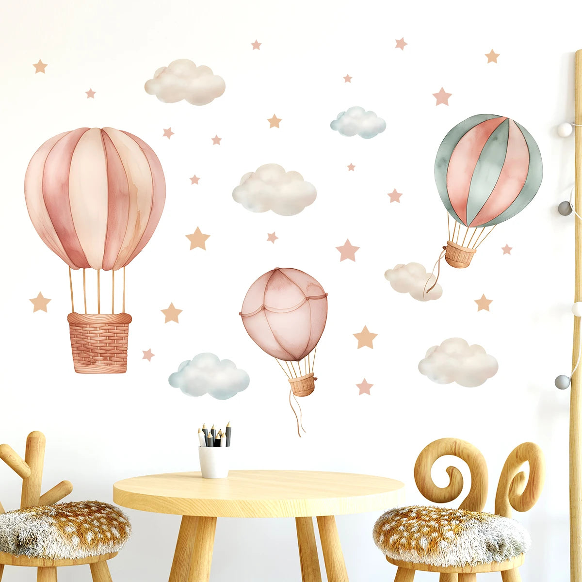 1Pc Cartoon Cloud Star Balloon Furniture Wall Stickers for Kids Room Decor Children Bedroom Decoration Living Room Wall Decals-HomeDecorDecals_com