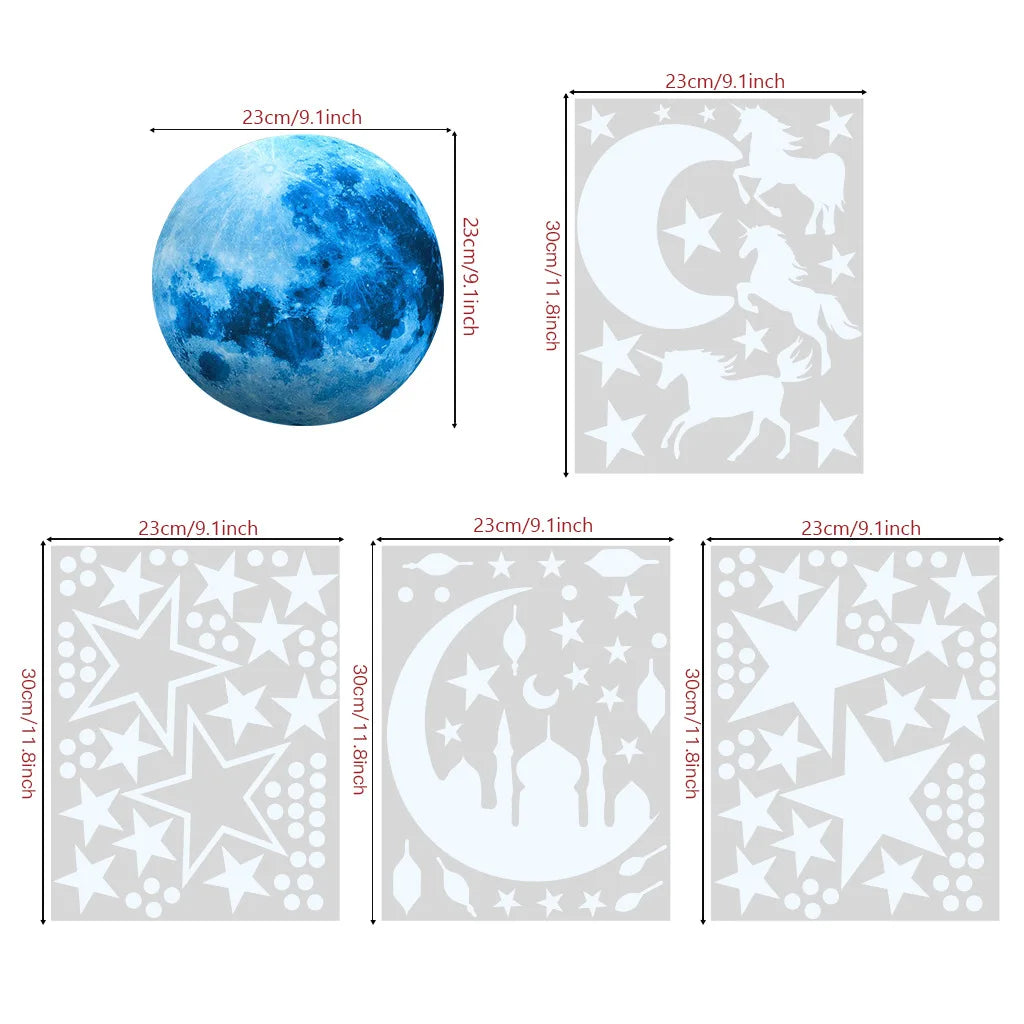 Luminous Moon and Stars Wall Stickers for Kids Room Baby Nursery Home Decoration Wall Decals Glow in the Dark Bedroom Ceiling-HomeDecorDecals_com
