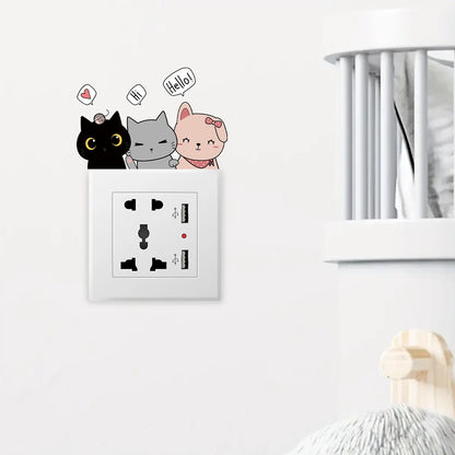 1pcs Cartoon Cute Cat Switch Sticker for Kids Room Decor Wall Decals Home Decoration Accessories Living Room Background-HomeDecorDecals_com