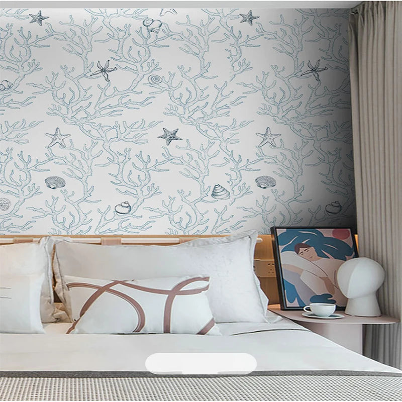 Green White Leaves Wallpaper | Home Decor removable peel and stick wall decal by HomeDecorDecals.