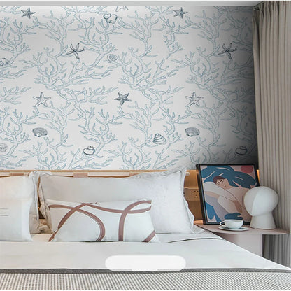 Green White Leaves Wallpaper | Home Decor removable peel and stick wall decal by HomeDecorDecals.