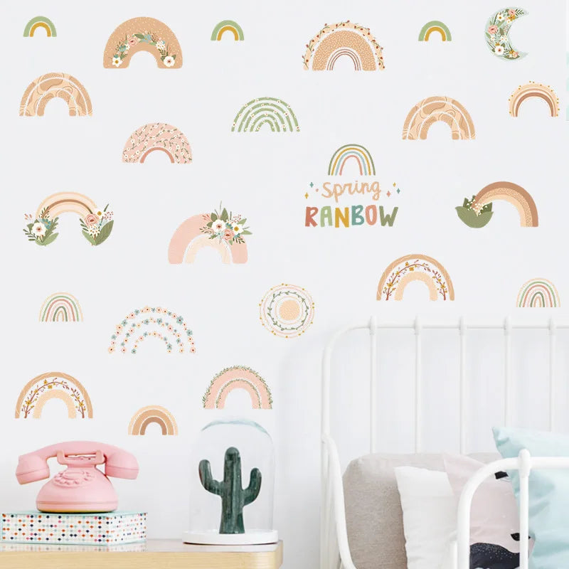 1x Cartoon Arch Rainbow DIY Wall Stickers for Baby Room Kids Bedroom Nursery Window Decor Removable PVC Decals Home Pieces Mural-HomeDecorDecals_com