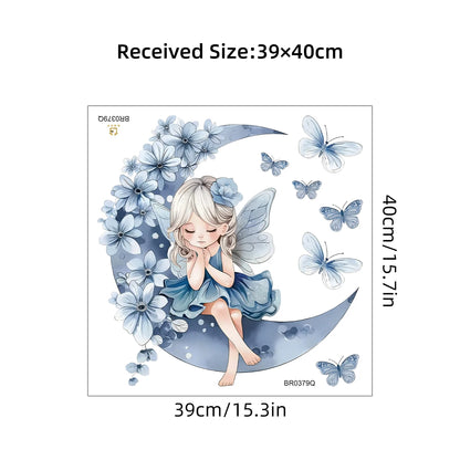 Girl Moon And Butterflies Wall Sticker for Kids Room-HomeDecorDecals_com