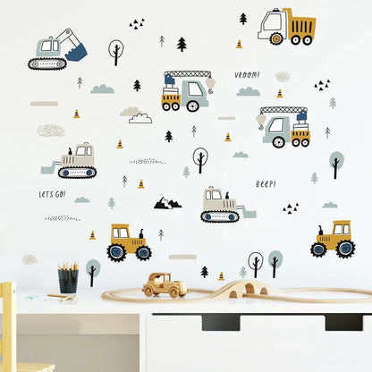Cute Cars And Cargo Truck Kids Wall Decal Set-HomeDecorDecals_com