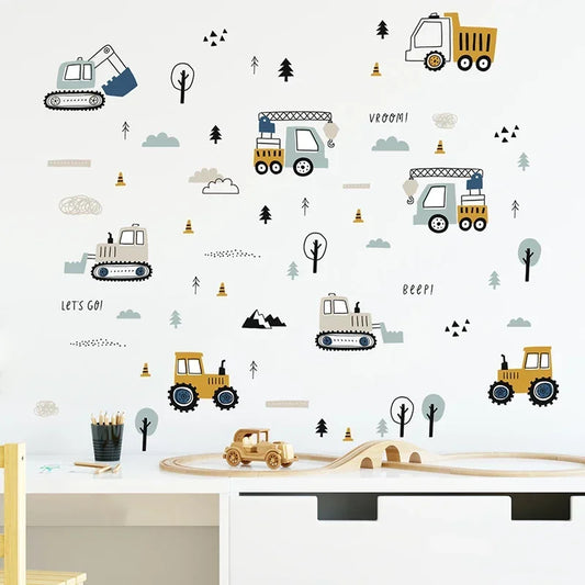 Cute Cars And Cargo Truck Kids Wall Decal Set-HomeDecorDecals_com