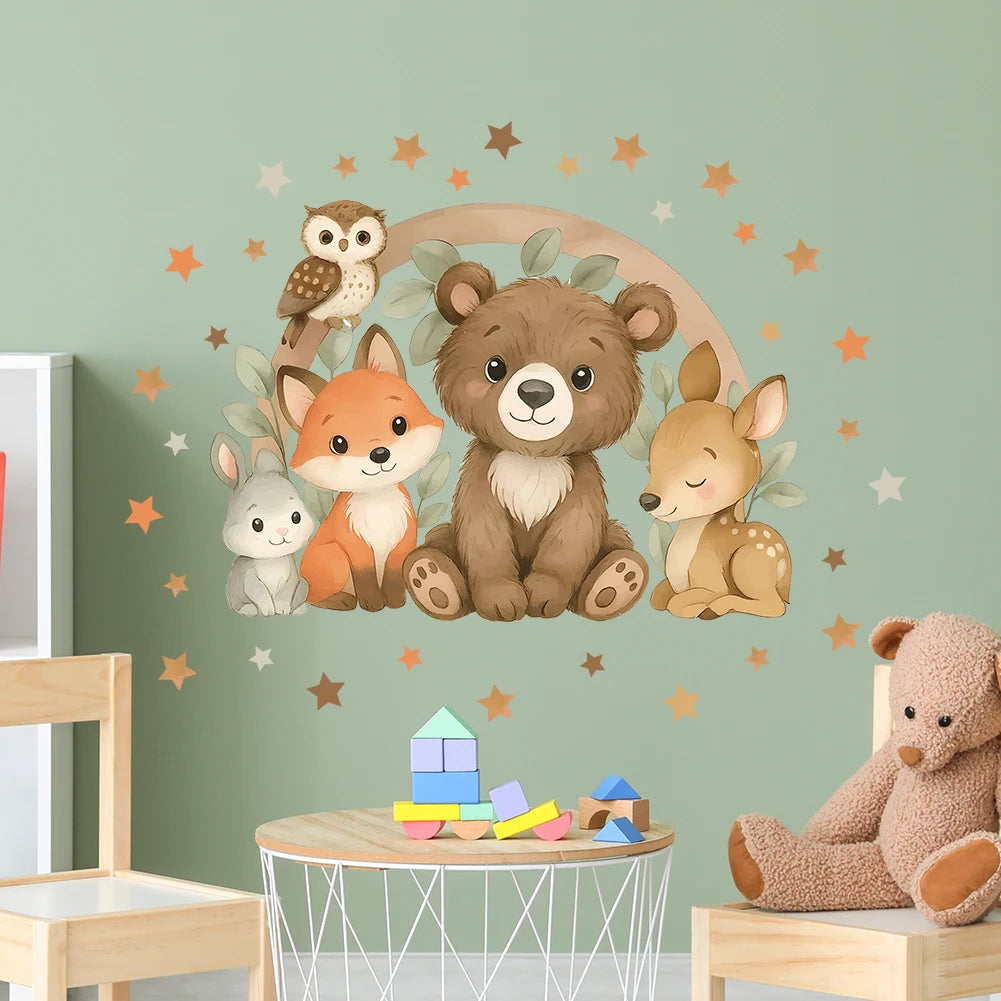 Forest Animal Wall Stickers For Children's Rooms Children's Wall Stickers For Boys Daycare Room Decorations Cartoon Animal-HomeDecorDecals_com