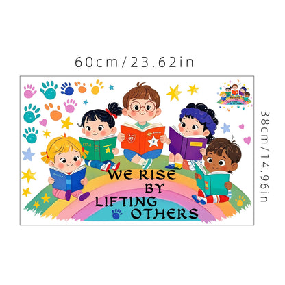 Rainbow Motif 'We Rise by Lifting Others' Wall Decal Self-Adhesive Bedroom Room Decor Welcome Sticker One Piece-HomeDecorDecals_com